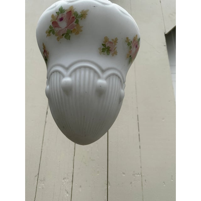 Vintage Brass Hanging Fixture With Vintage Shade For Sale - Image 4 of 7