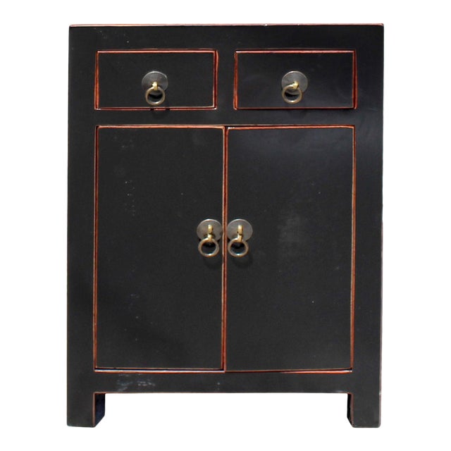 Oriental Distressed Black Lacquer Side End Table Nightstand Chairish