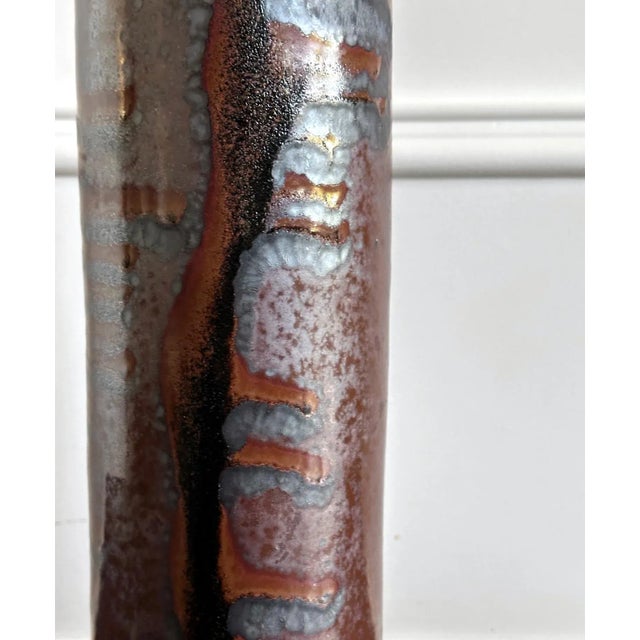 Early Tall Ceramic Vase with Unique Glaze by Brother Thomas Bezanson For Sale - Image 11 of 12