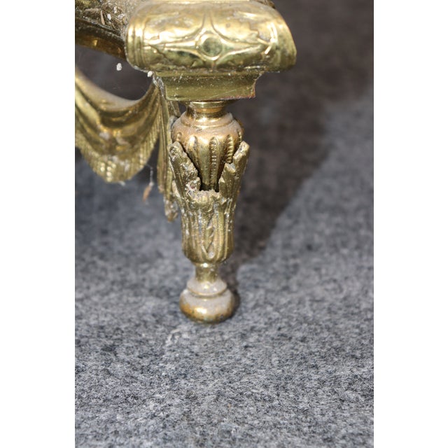 Pair Louis XVI Style Brass Fireplace Andirons Chenets For Sale - Image 9 of 9