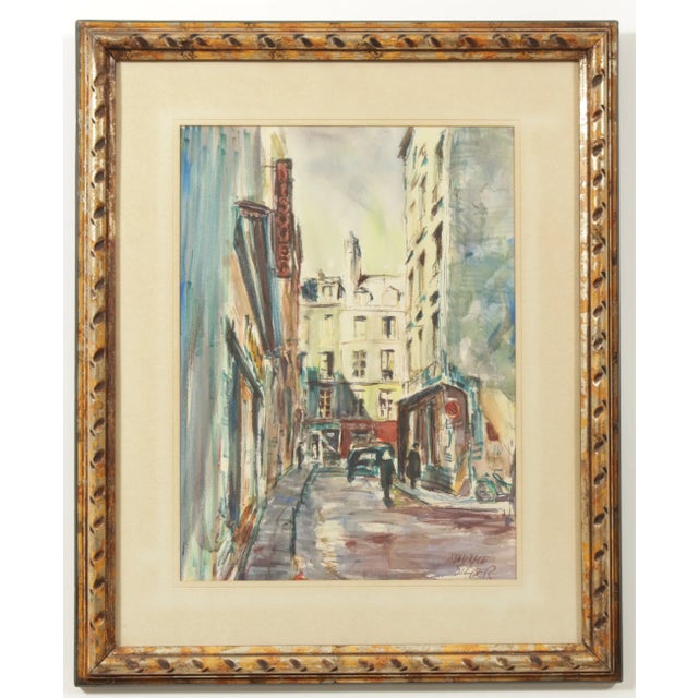 Wood 1970s Original Maurice Silber (1922-95) Watercolor - Le Marais, Paris For Sale - Image 7 of 7