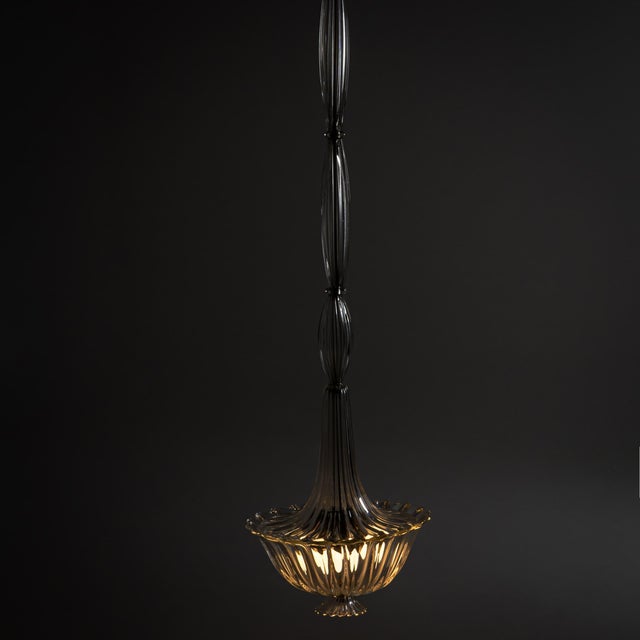 1940s Murano Glass Pendant Lamp Attributed to Barovier & Toso For Sale In New York - Image 6 of 6