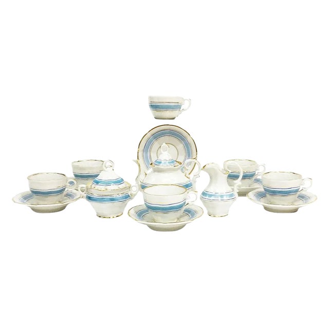 19th Century Miniature Child's Tea Service in Porcelain, Set of 9 For Sale
