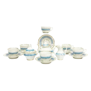 19th Century Miniature Child's Tea Service in Porcelain, Set of 9
