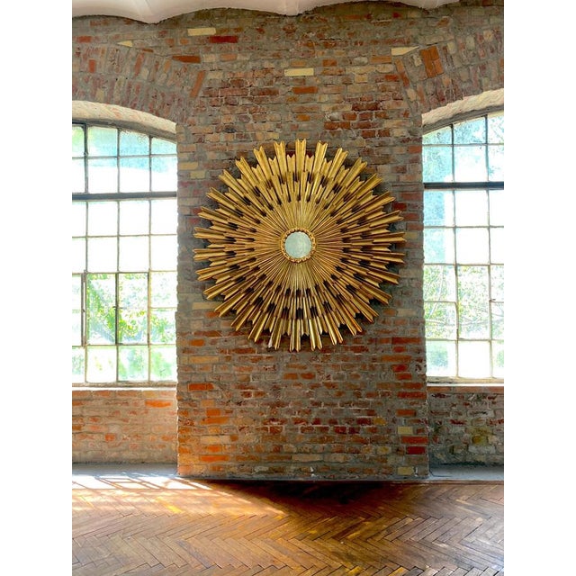 Large Gilded Triple Layered Sunburst Mirror, Spain, 1950s For Sale - Image 3 of 13