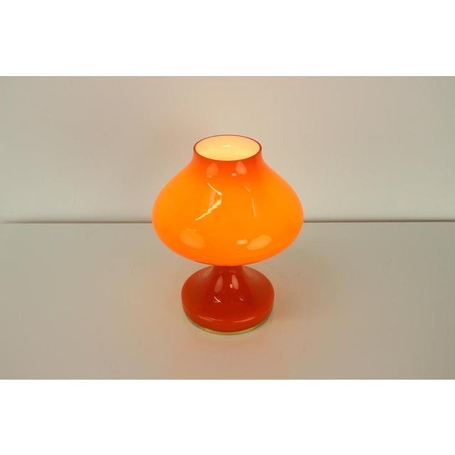 Glass Orange Glass Table Lamp attributed to Valasske Mezirici, 1970s For Sale - Image 7 of 10