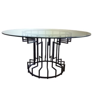 Gear Steel & Glass Dining Table For Sale
