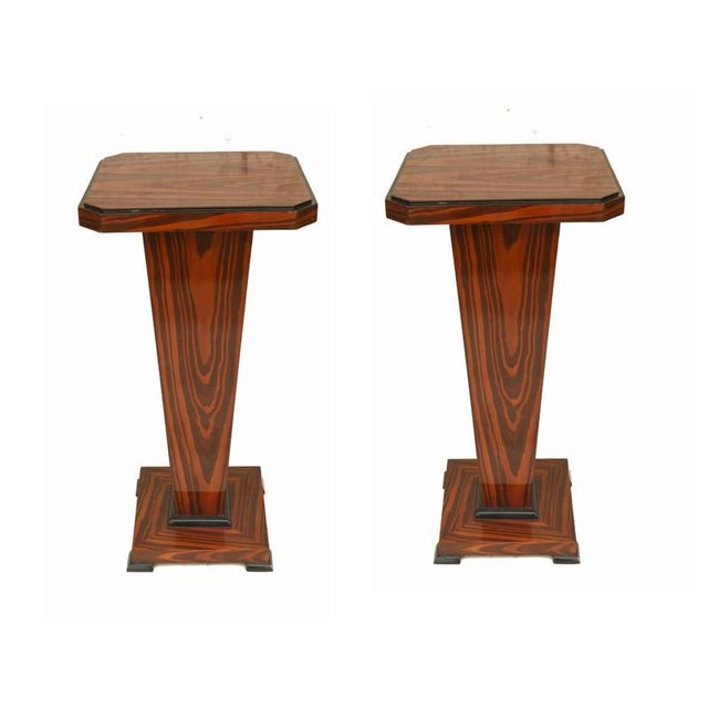 Art Deco Revival Stands Pedestal Tables, Set of 2 For Sale - Image 5 of 5