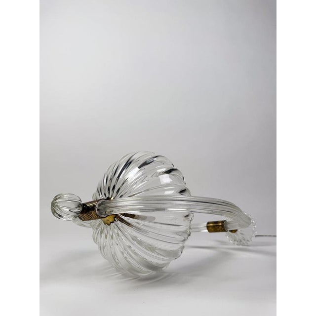 Gold Italian Art Deco Murano Glass and Brass Pendant in the style of Seguso, 1930s For Sale - Image 8 of 18