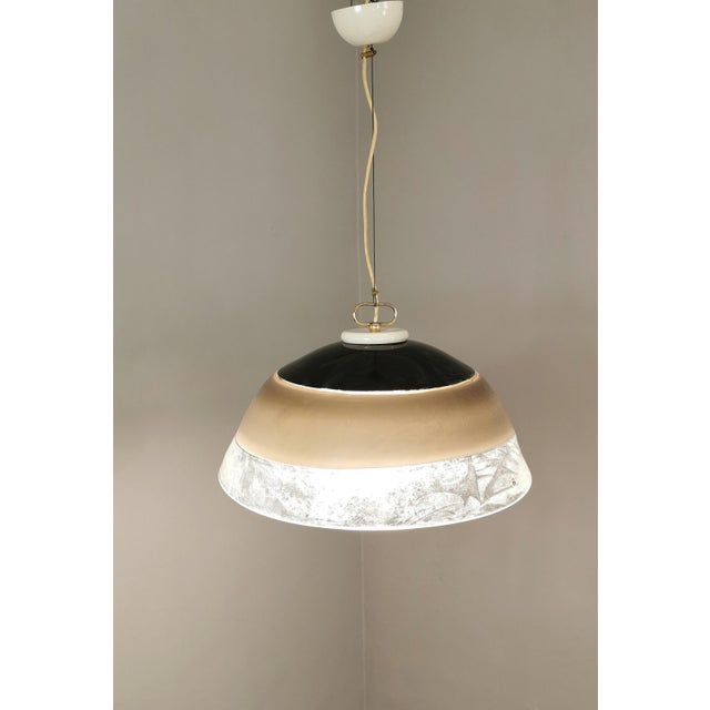 Metal Vintage Murano Glass Pendant Lamp by Fratelli Toso, 1970s For Sale - Image 7 of 15