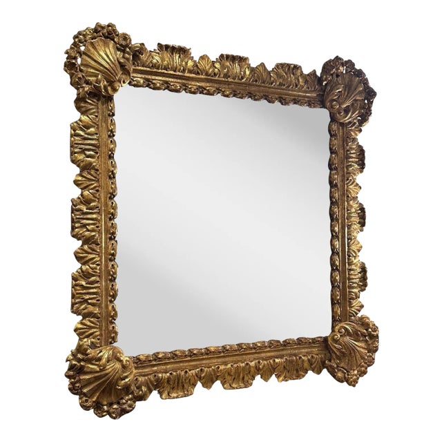 Northern Italian Gilded Square Mirror For Sale
