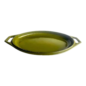 Vintage Danish Enameled Cast Iron Casserole Lid/Platter