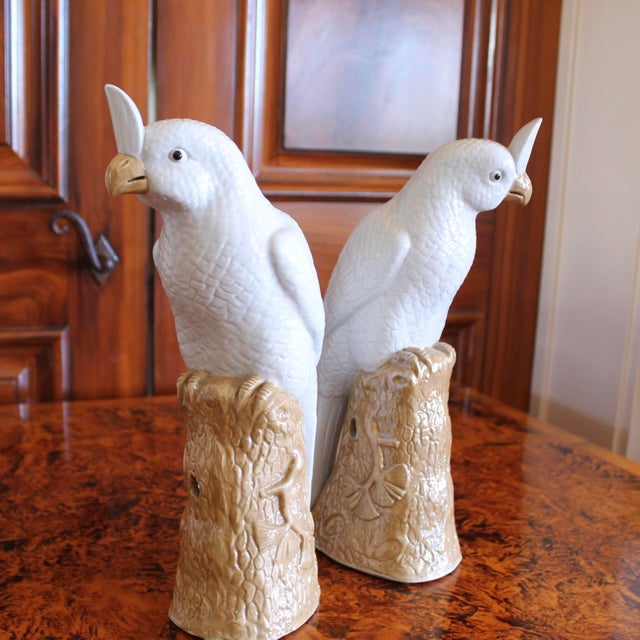 Ceramic Chinese Export Porcelain Cockatoos - A Pair For Sale - Image 7 of 14