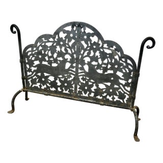Gothic Pierced Wrought Iron Fire Screen For Sale