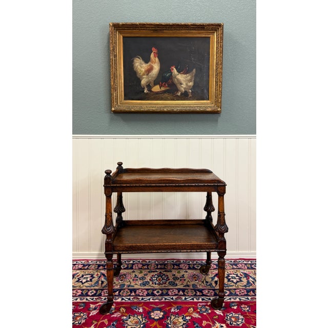 Antique English Trolley Tea Cart Pastry Cocktail Bar Cart Tray Tudor Oak 1930s For Sale - Image 18 of 18