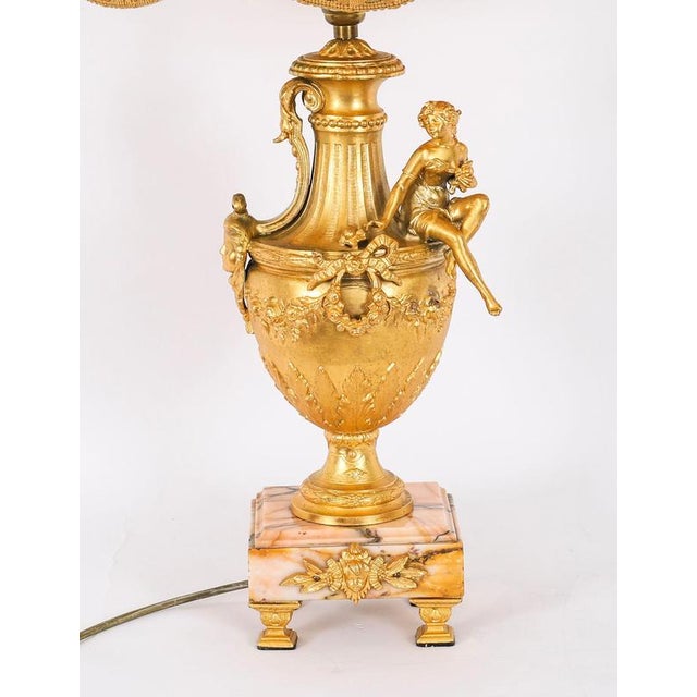 Antique Neoclassical Ormolu and Pink Marble Table Lamps, 20th Century, Set of 2 For Sale - Image 12 of 18