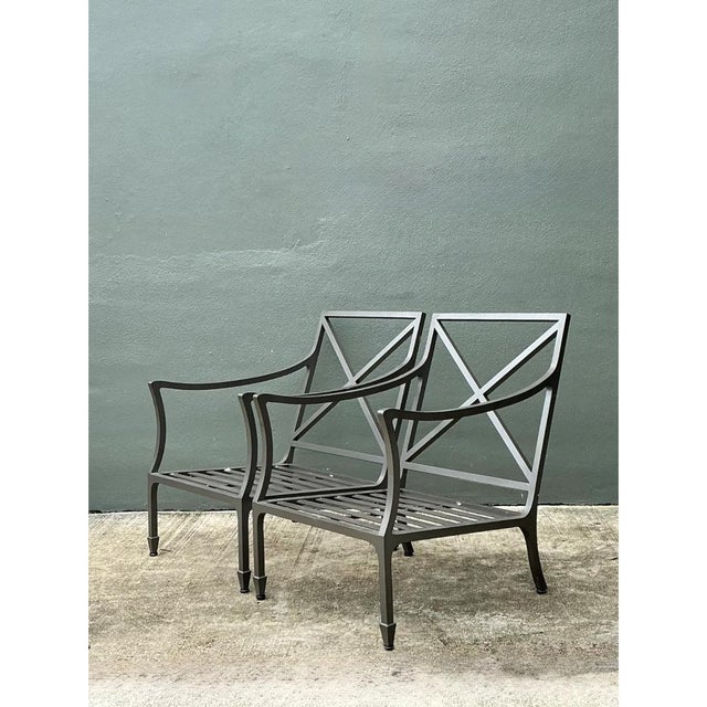 McKinnon and Harris Vintage McKinnon and Harris Cast Aluminum Chairs With Ottomans - A Pair For Sale - Image 4 of 18
