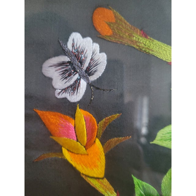 Vintage Framed Silk Asian Style Embroidery For Sale - Image 9 of 12