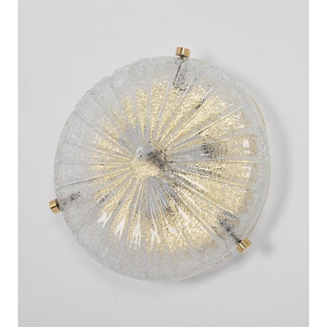 Small Brass and Murano Glass Flush Mount attributed to Hillebrand, Germany, 1970s For Sale - Image 3 of 14