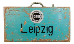 Vintage Industrial Metal Leipzig Trunk from Veb GRW Teltow, 1950s