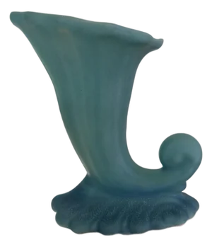 Antique Van Briggle Cornucopia Vase Matte Turquoise Colorado Springs 8 Inch