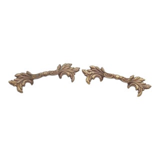 Pair of Vintage 3.875 In. French Provincial Brass Drawer Pulls For Sale