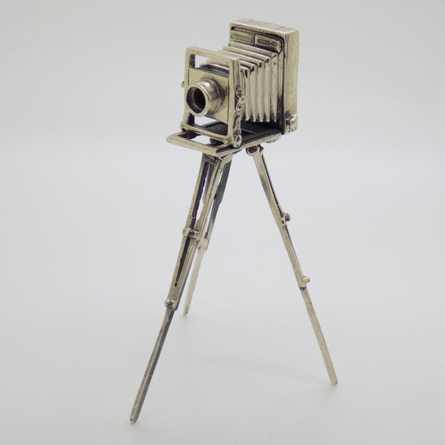 Italian Vintage Italian Handmade Genuine Sterling Silver 925 Camera Tripod Figurine Miniature, Made in Tuscany (Arezzo) For Sale - Image 3 of 9