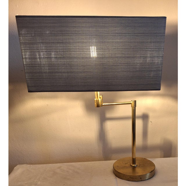 Vintage Table Lamp with Brass Frame, 1970s For Sale - Image 6 of 12