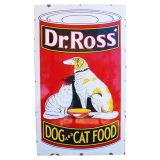 1930s Dr. Ross Dog & Cat Food Advertising Sign For Sale