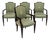 Set of Four French Art Deco Ebonized Wood and Green Upholstered Armchairs For Sale