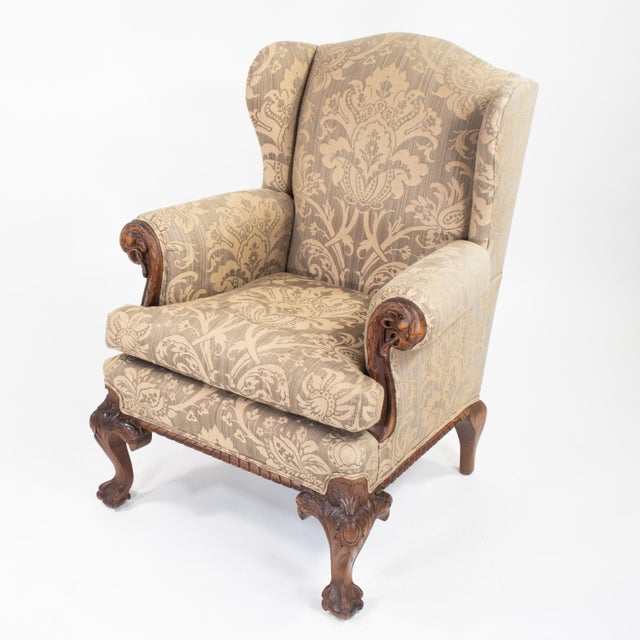 Late 20th Century George II Style Walnut Wing Armchair by Mike Bell For Sale - Image 9 of 18
