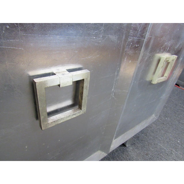 Mid 20th Century Silver Painted Cabinet w/ Marble For Sale - Image 4 of 8