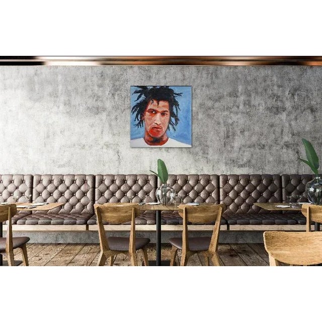 Textile Modern Pop Art Portrait Oil Painting Original For Sale - Image 7 of 12