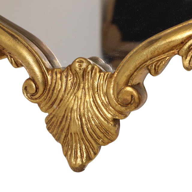 Vintage French Baroque Style Gold Crested Mirror, 1960s For Sale - Image 10 of 18