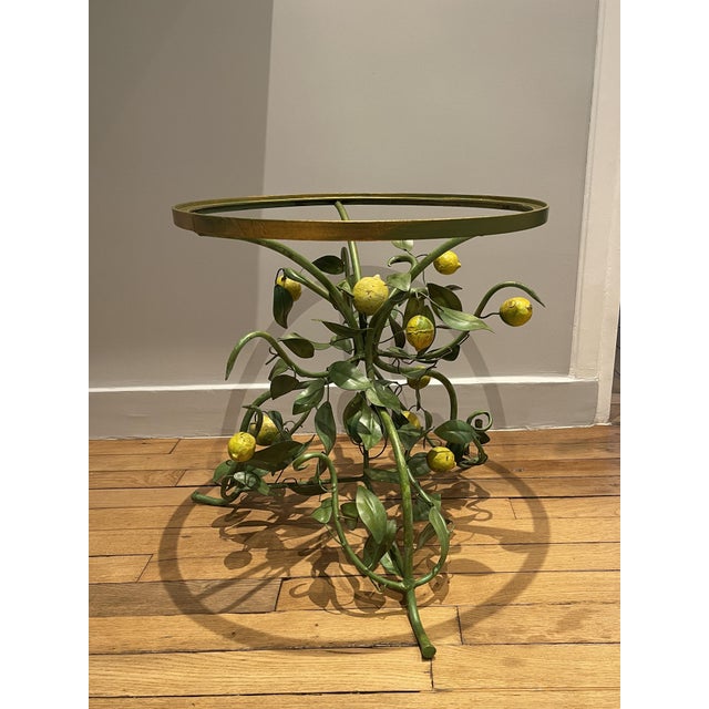 Florentine Painted Tole Lemon Tree Side Table, Italy, 1970s For Sale - Image 16 of 17