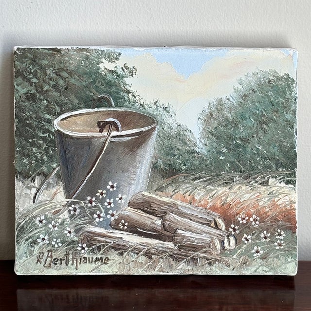 Offering a wonderful mid-20th century oil on canvas landscape still life by French Canadian artist Roger Berthiaume...