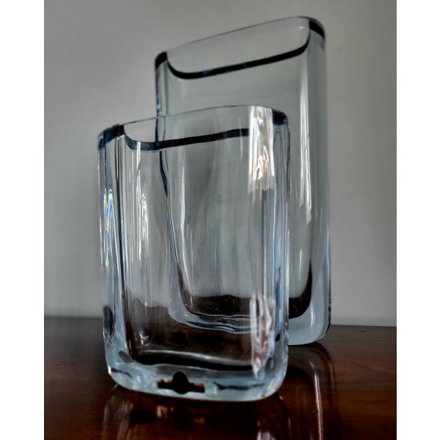 Mid-Century Modern Ice-Blue Art Glass Vases from Strömbergshyttan, 1960s, Set of 2 For Sale - Image 13 of 13