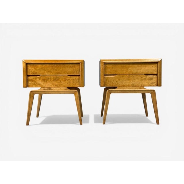 Wood Edmond J Spence, Dresser and Nightstands, Burled Maple, Bentwood, Sweden, 1960s For Sale - Image 7 of 12