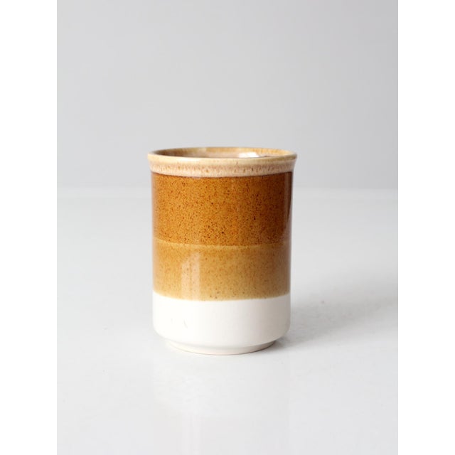 Vintage 1970s Brown Tan and Cream Ceramic Coffee Mug For Sale - Image 10 of 12