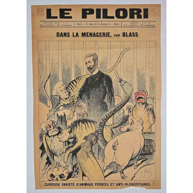 Le Pilori, Dans La Menagerie, Original Lithograph, 1888 For Sale - Image 3 of 3