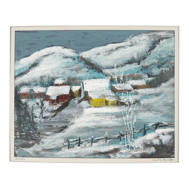 "Winter Eve" Snow in Santa Fe New Mexico - Oil on Paper by Jina P. De Amusategui For Sale