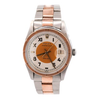 1990s Rolex Oyster Precision 34mm Two-Tone Rose Gold Steel Rare Dial Watch For Sale