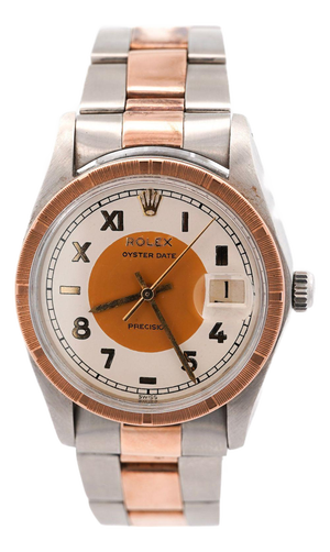 1990s Rolex Oyster Precision 34mm Two-Tone Rose Gold Steel Rare Dial Watch