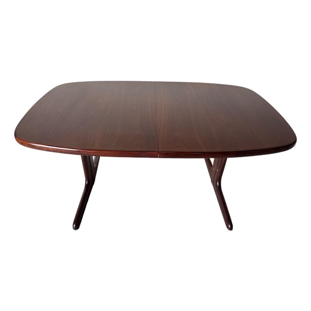 Mid-Century Danish Modern Skovby Sculpted Rosewood Extension Dining Table With Two Leaves For Sale