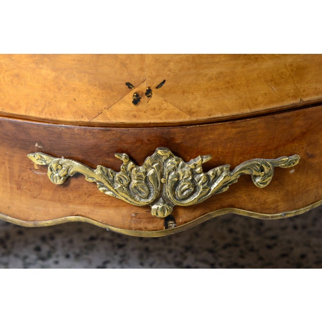Wood French Burl Wood Bombe Chest With Marble For Sale - Image 7 of 13