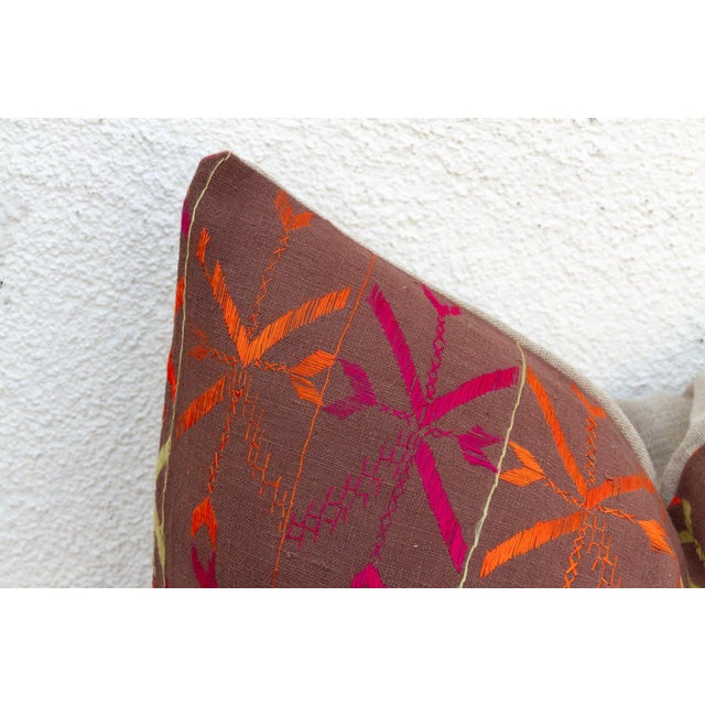 Indian Jalandhar Jewel, Antique Phulkari Lumbar Pillow Cover For Sale - Image 3 of 6