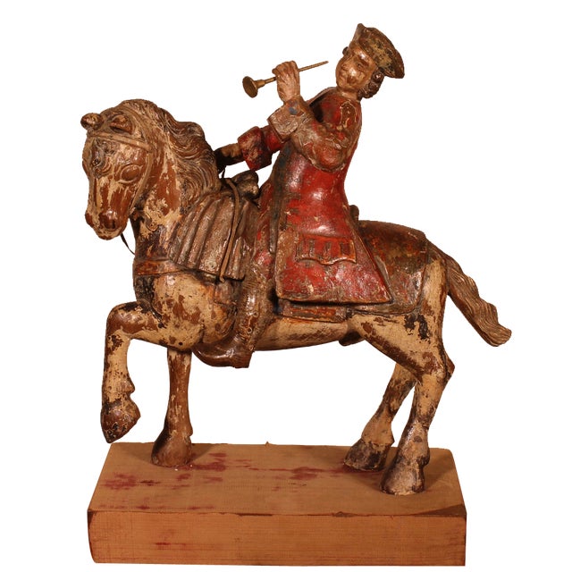 Classical French Horseman, 18th-Century, Carved Wood For Sale