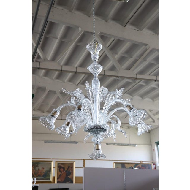 Transparent Murano Glass Chandelier, 1980s For Sale - Image 17 of 18