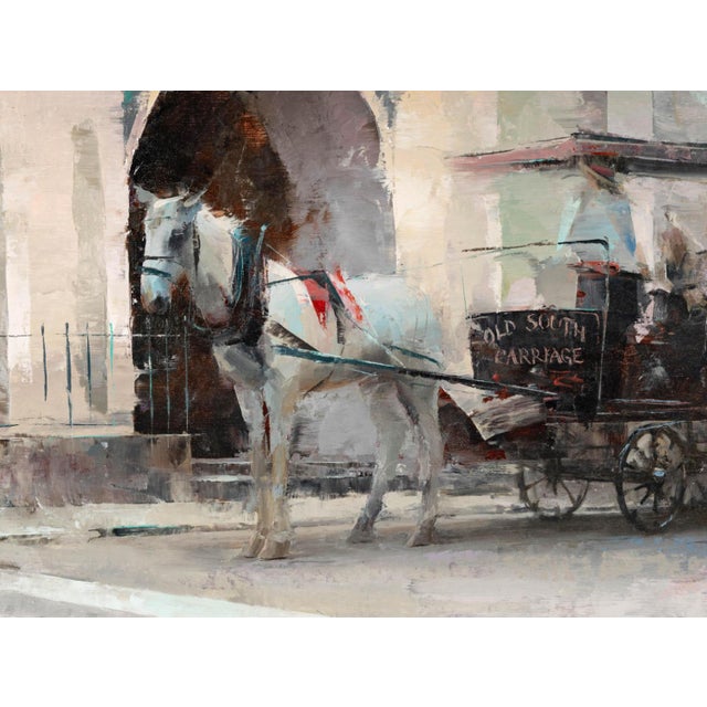 Expressionism Impressionist Style Oil Painting of a Horse & Carriage by Ignat Ignatov For Sale - Image 3 of 5