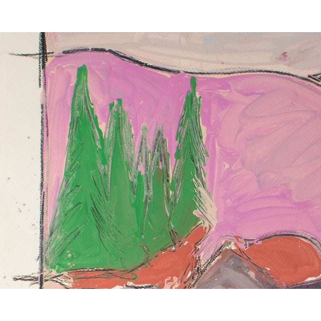 1985 “Pink Mountain, Piedmont” Abstract Acrylic Landscape Painting by Harry Hilson For Sale - Image 4 of 7